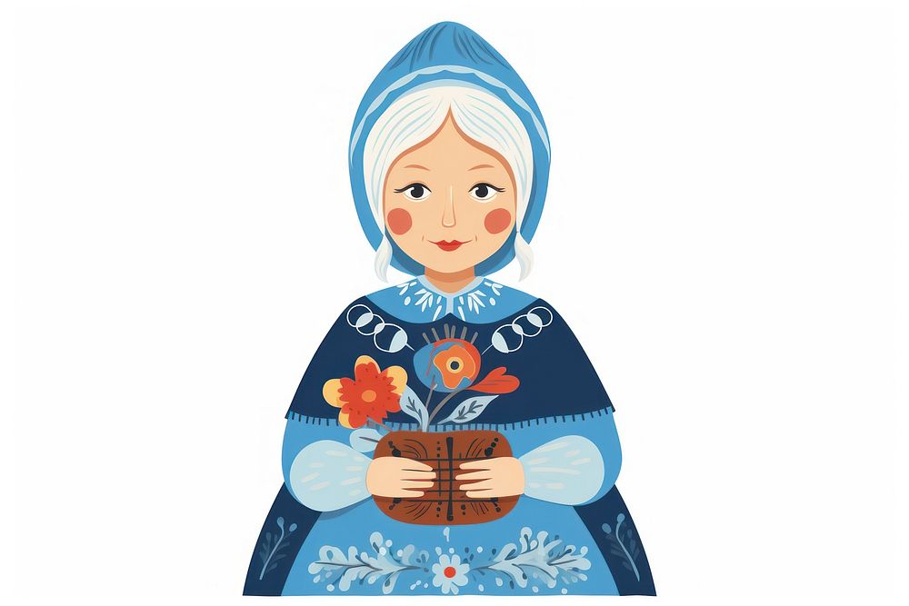 Grandmother cartoon white background representation. AI generated Image by rawpixel.