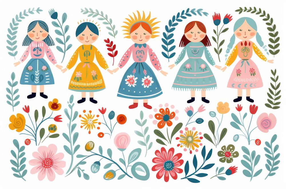 Hungarian children pattern art representation celebration. AI generated Image by rawpixel.
