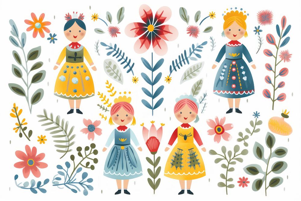 Hungarian children pattern cute art representation. AI generated Image by rawpixel.