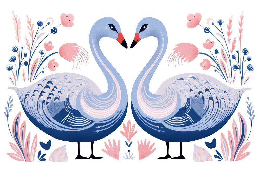 Two swans animal bird togetherness. AI generated Image by rawpixel.