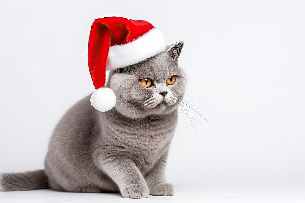 British shorthair cat christmas mammal animal. AI generated Image by rawpixel.