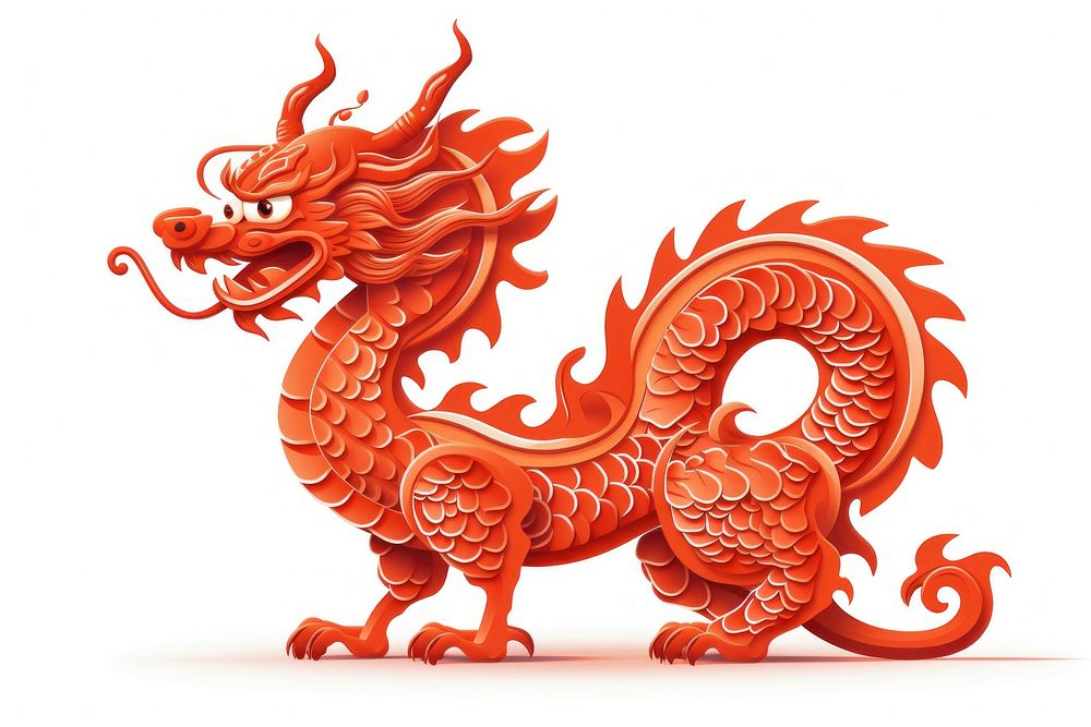 Chinese dragon craft chinese new year white background. AI generated Image by rawpixel.