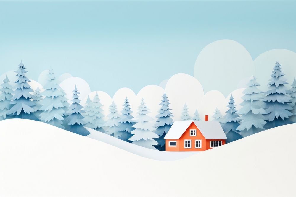 Winter concept house snow tree. AI generated Image by rawpixel.