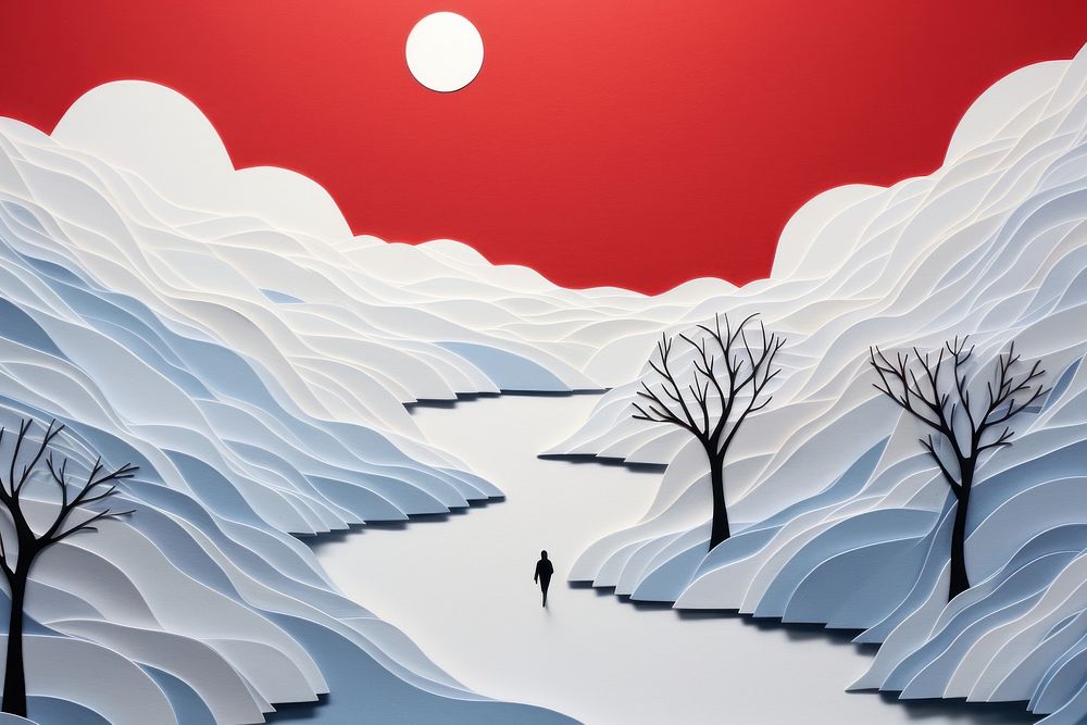 Winter outdoors painting nature. AI generated Image by rawpixel.