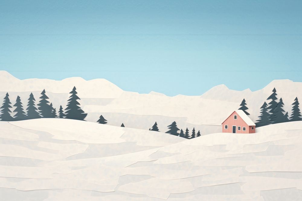Empty snow lanscape winter house tree. AI generated Image by rawpixel.