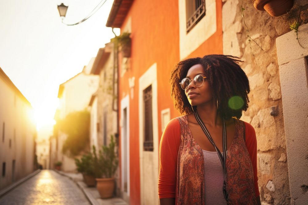 African american woman portrait travel street. AI generated Image by rawpixel.