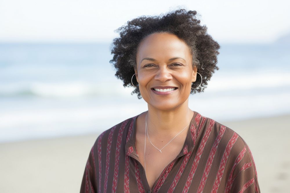 Mature african american woman portrait smile adult. AI generated Image by rawpixel.