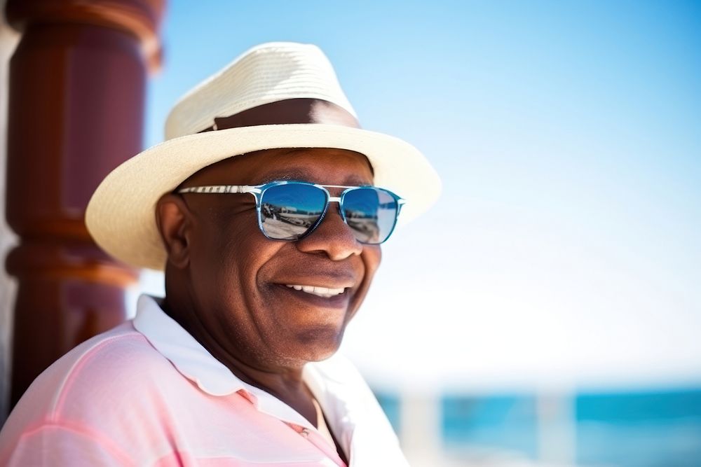 Senior african american man portrait glasses sunglasses. AI generated Image by rawpixel.