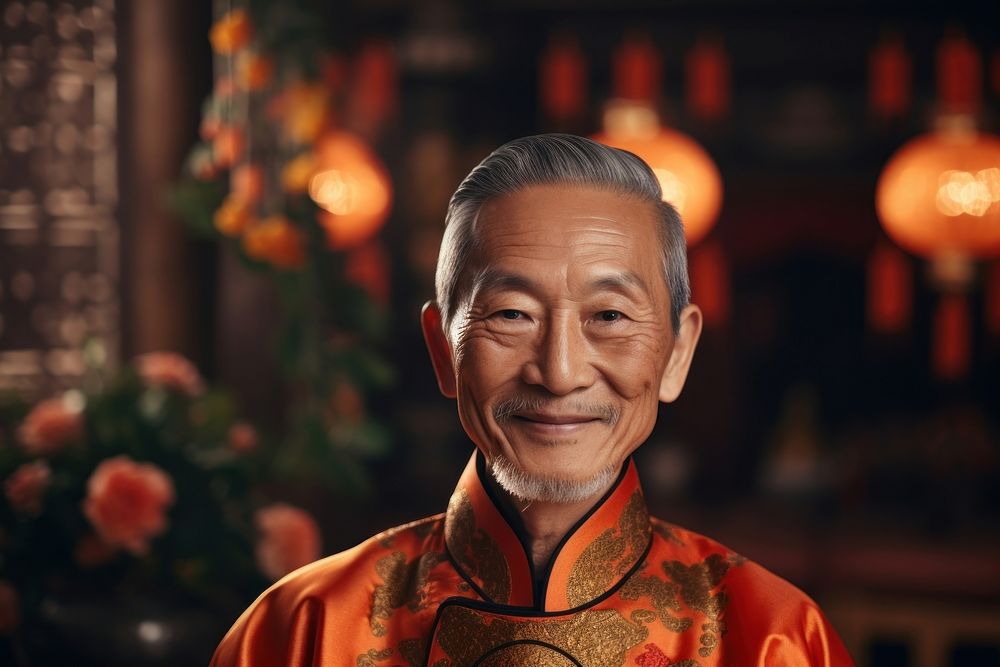 Senior chinese man tradition portrait adult. AI generated Image by rawpixel.