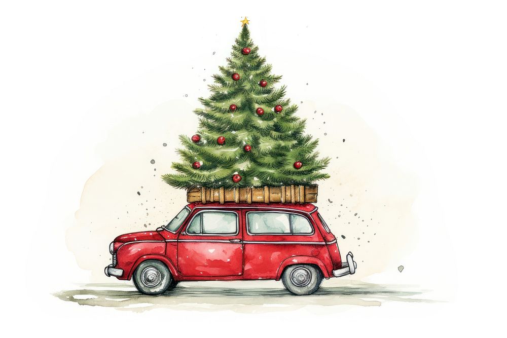 Place horizontally Christmas tree christmas car vehicle. AI generated Image by rawpixel.