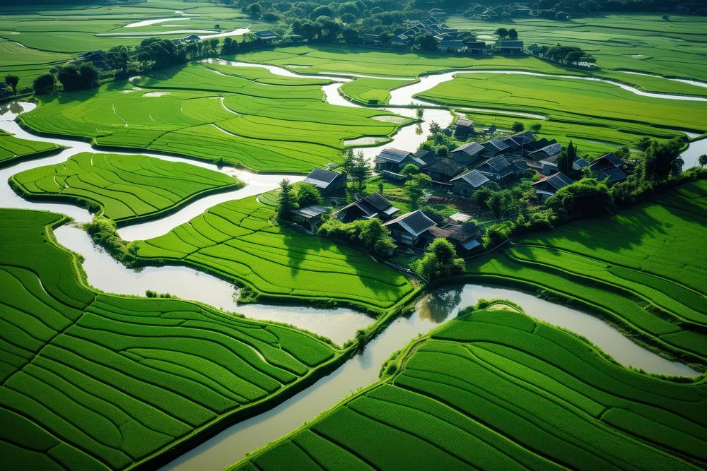 Rice paddy outdoors nature farm. AI generated Image by rawpixel.