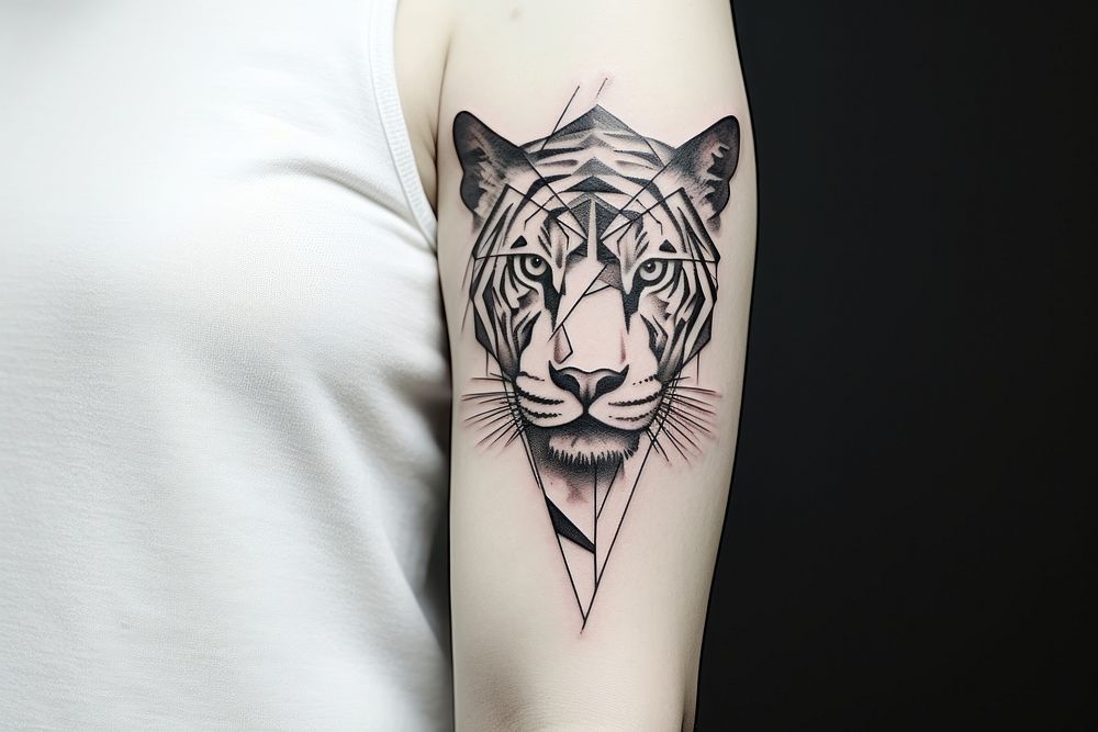 Tiger tattoo arm representation. AI generated Image by rawpixel.