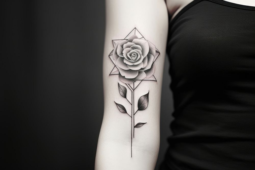 Flower tattoo adult white. AI generated Image by rawpixel.