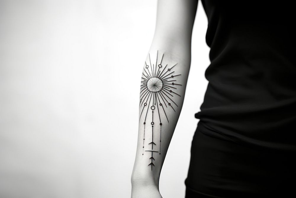 Sun tattoo adult white. AI generated Image by rawpixel.