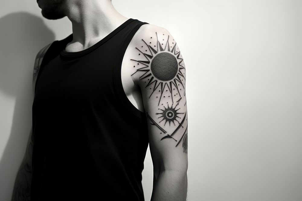 Sun tattoo black arm. AI generated Image by rawpixel.