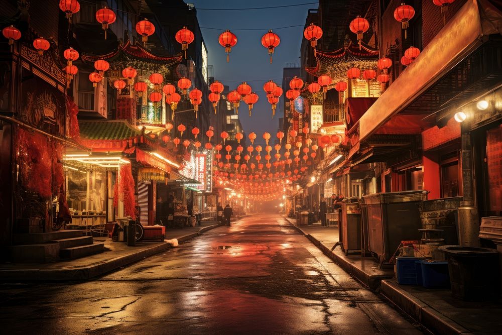 Chinatown festival street city. AI generated Image by rawpixel.