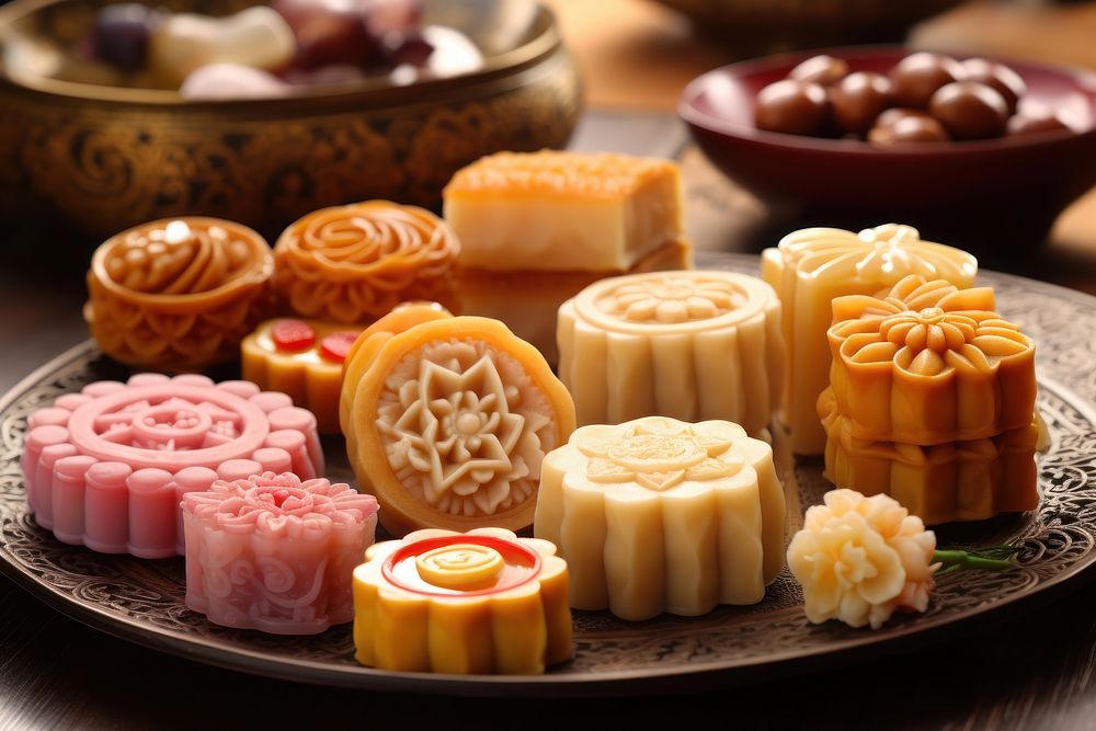 Chinese sweets dessert plate food. AI generated Image by rawpixel.