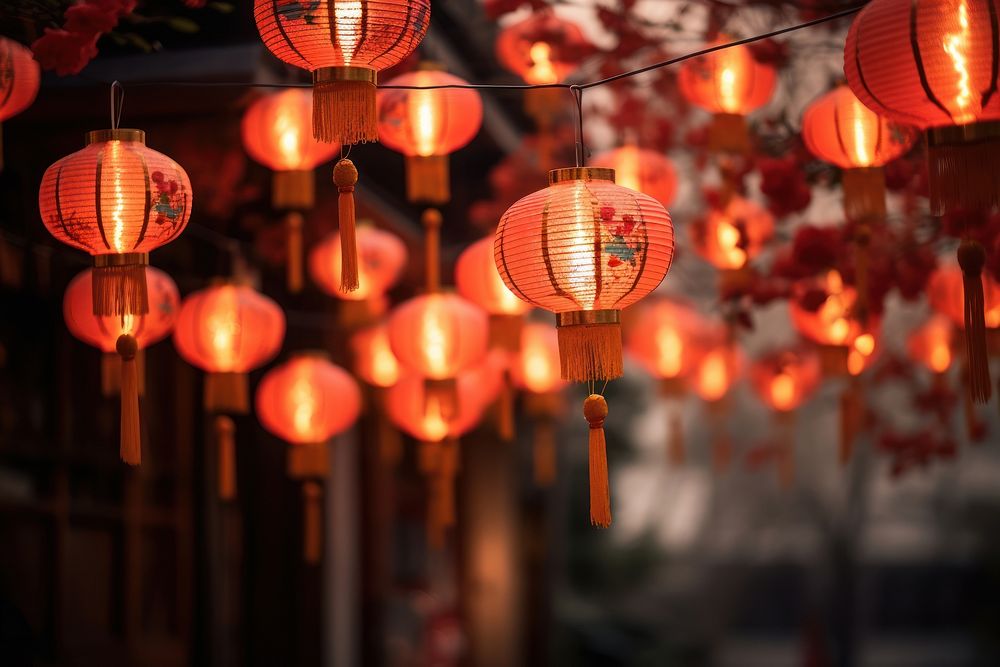 Chinese lanterns festival chinese new year architecture. AI generated Image by rawpixel.