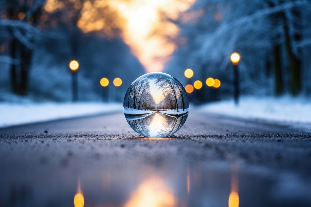 Christmas bauble lighting outdoors sphere. AI generated Image by rawpixel.