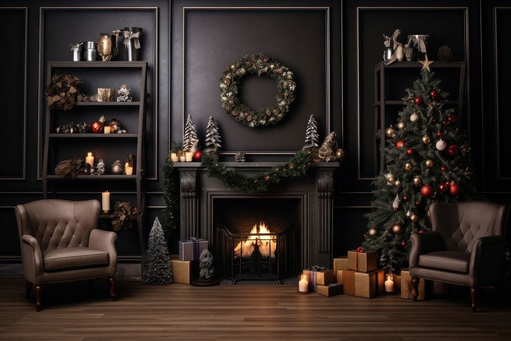 Christmas living room backdrop. AI generated Image by rawpixel.