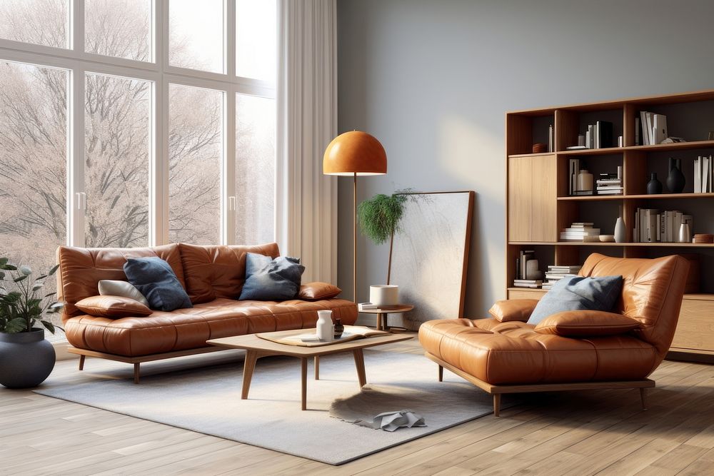 Scandinavian living room furniture table rug. 