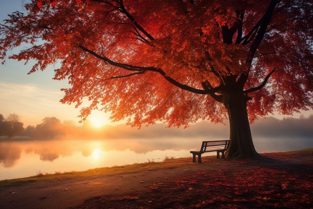 Beautiful sunrise autumn outdoors nature. AI generated Image by rawpixel.