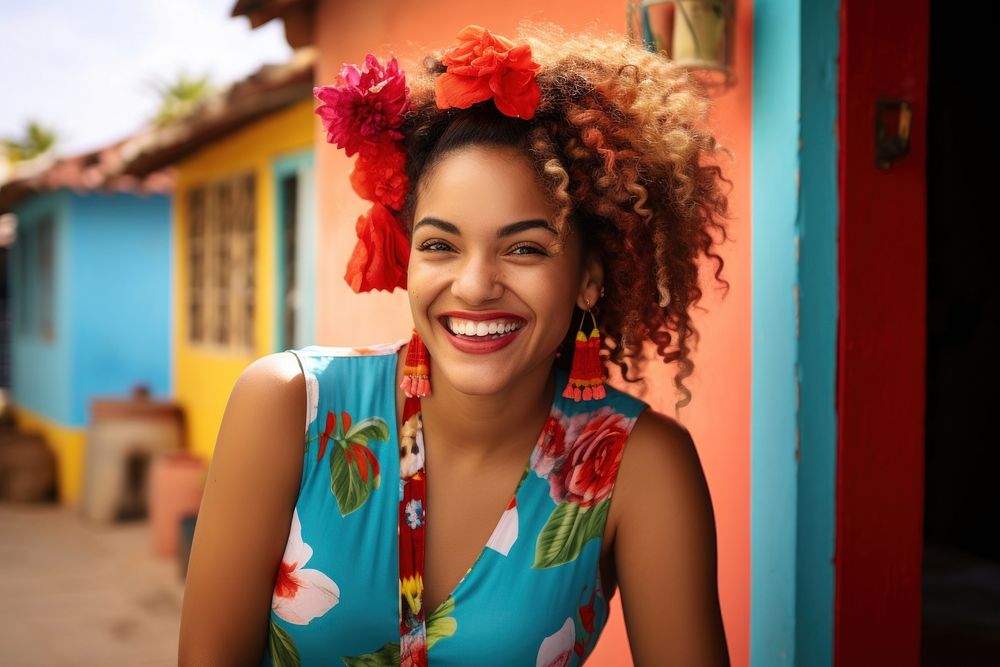 Cuban woman cheerful laughing smiling. AI generated Image by rawpixel.