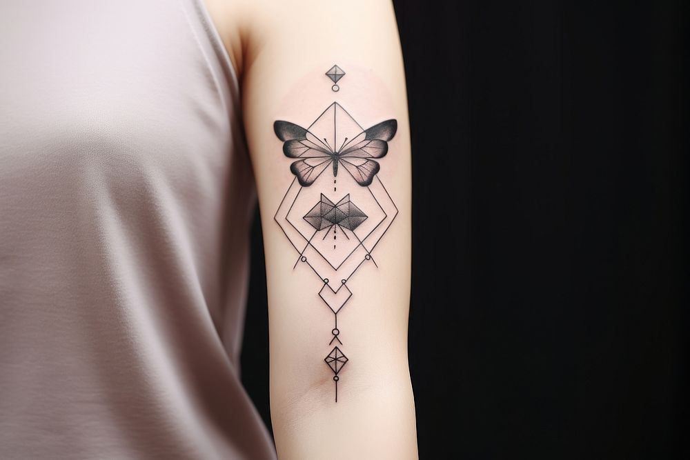 Butterfly tattoo arm midsection. AI generated Image by rawpixel.