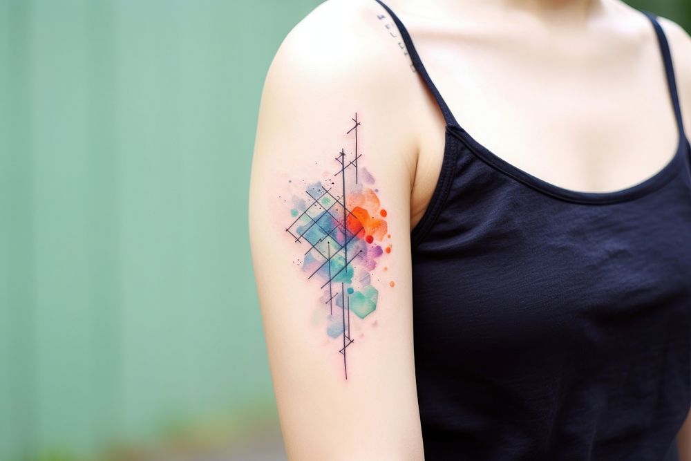 Watercolor tattoo skin arm. AI generated Image by rawpixel.