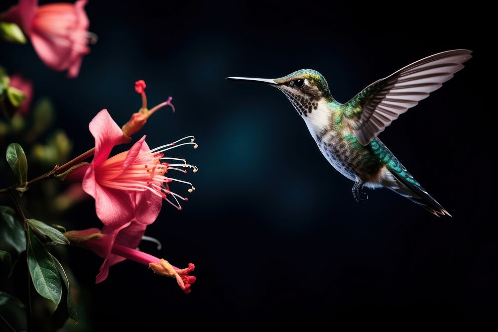 Humming bird hummingbird hovering animal. AI generated Image by rawpixel.