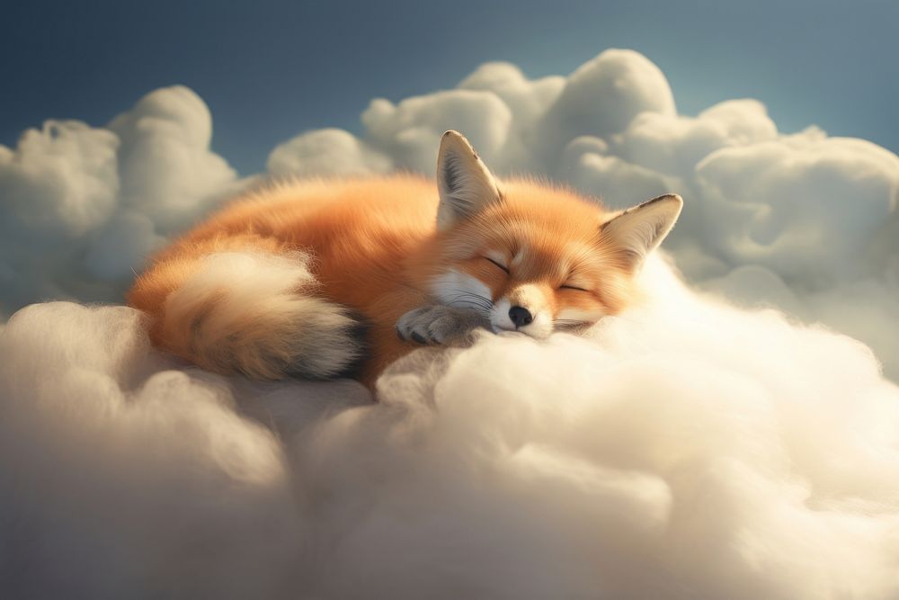 Sleeping fox resting mammal animal. AI generated Image by rawpixel.