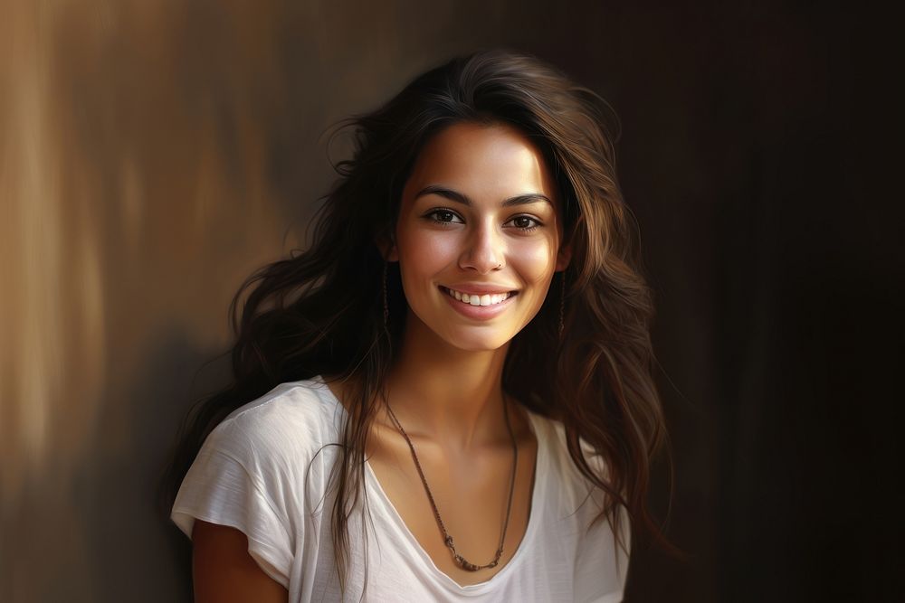 Smiling Latina woman portrait smile photo. AI generated Image by rawpixel.