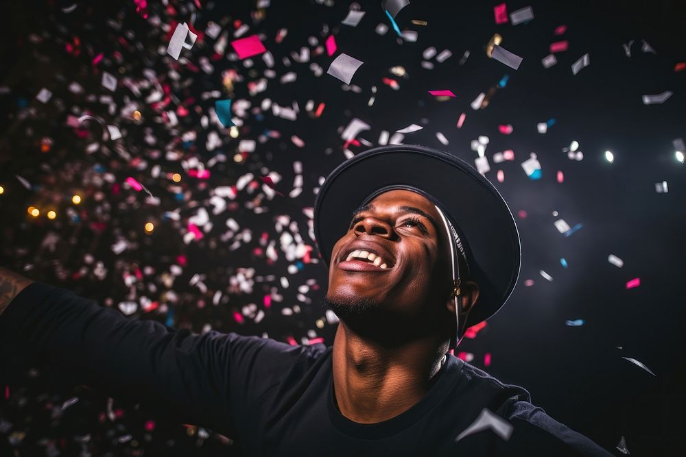 African american man confetti party adult. AI generated Image by rawpixel.