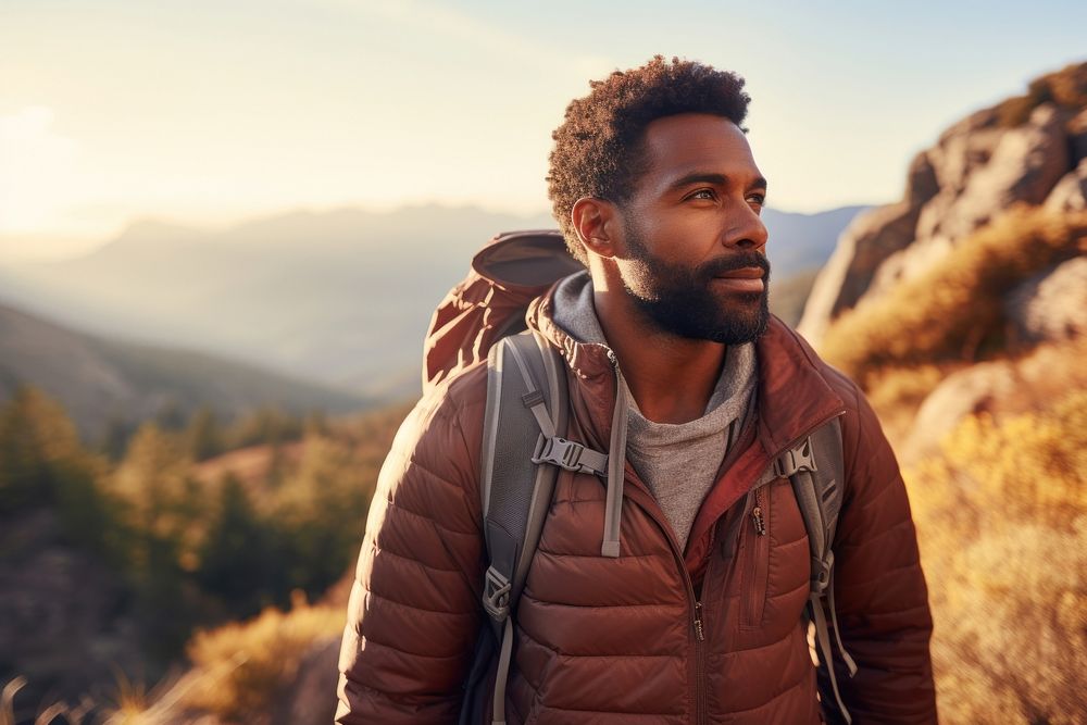 African american man mountain travel adult. AI generated Image by rawpixel.