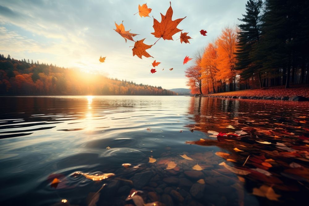 Autumn leaves landscape outdoors nature. AI generated Image by rawpixel.