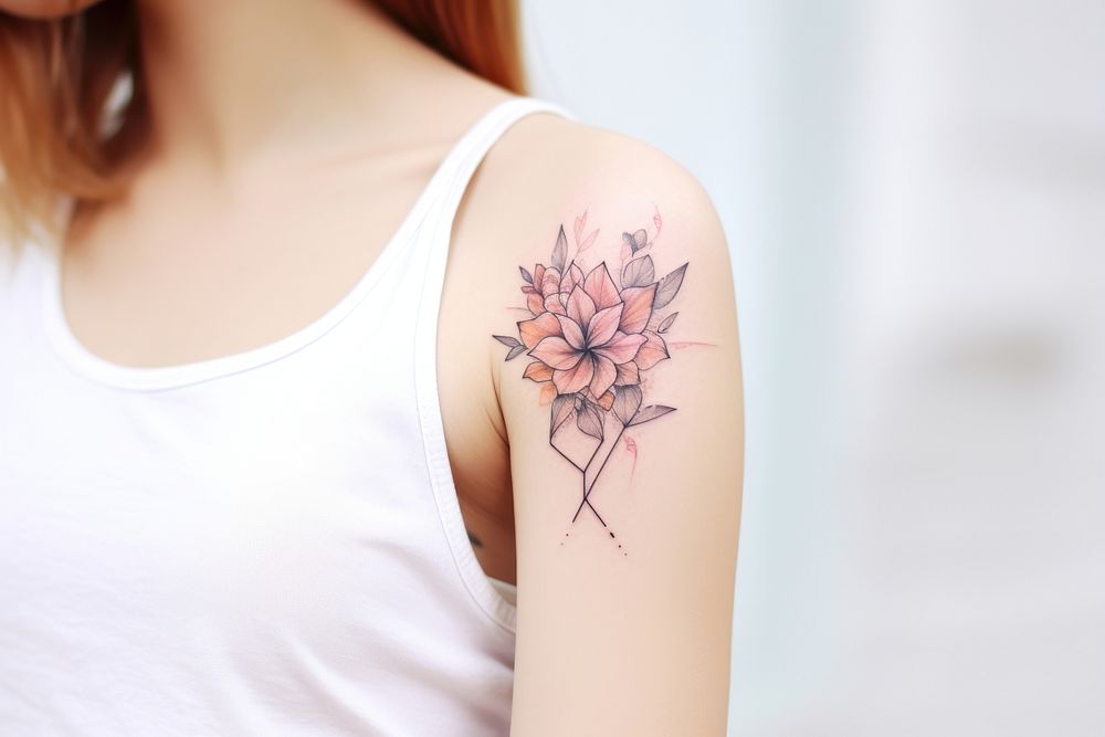 Flower tattoo skin back. AI generated Image by rawpixel.