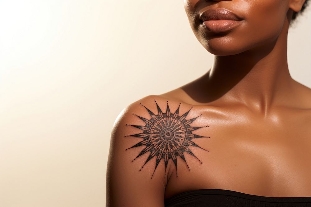 Sun tattoo back skin. AI generated Image by rawpixel.