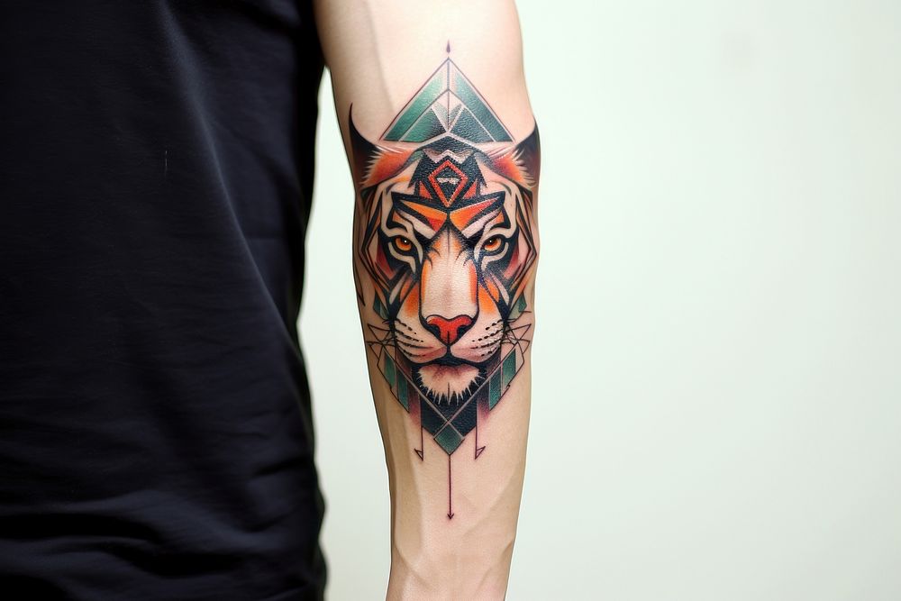 Tiger tattoo arm representation. AI generated Image by rawpixel.