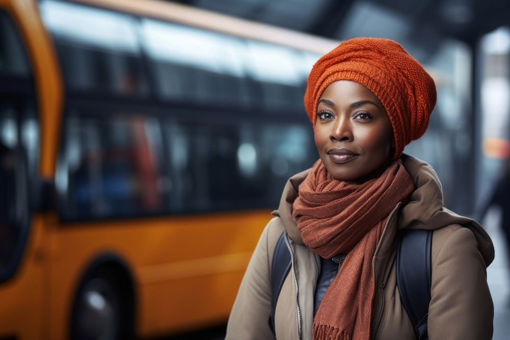 African american woman bus portrait vehicle. AI generated Image by rawpixel.