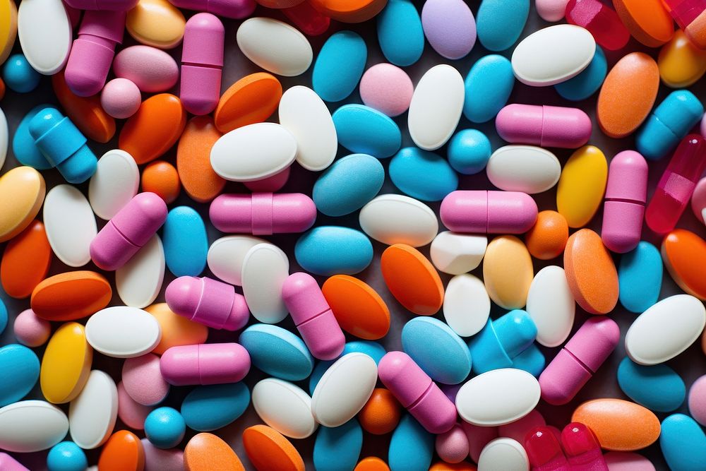 Medicinal pills confectionery backgrounds medication. AI generated Image by rawpixel.