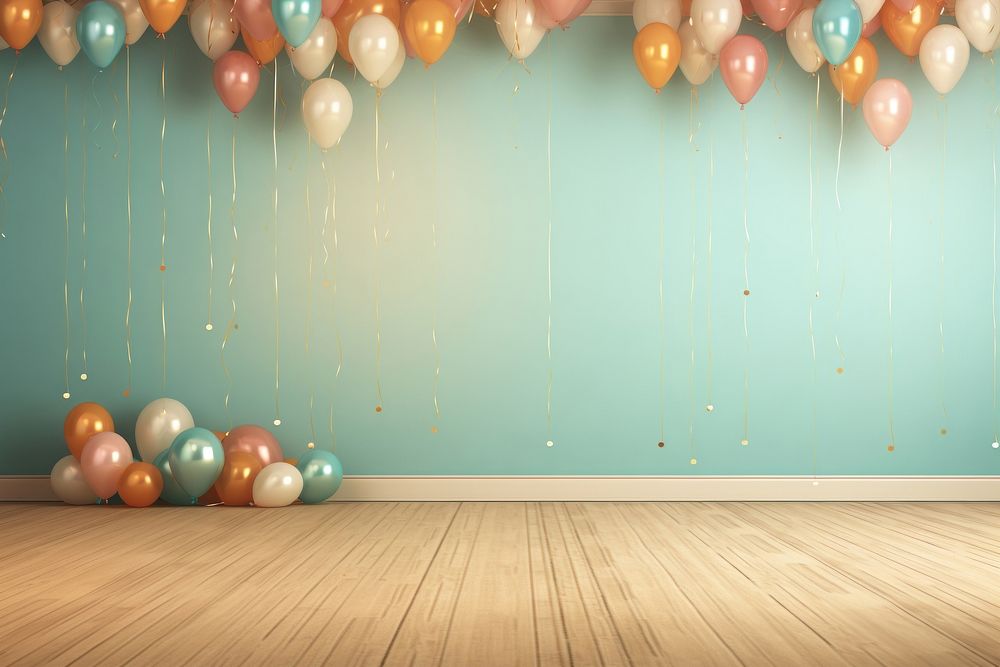 Party room backdrop, floating balloons. AI generated Image by rawpixel.