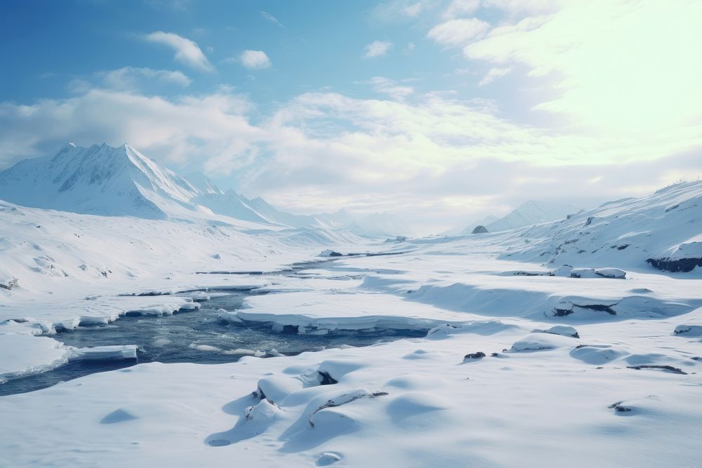 Snowy plateau landscape mountain outdoors. AI generated Image by rawpixel.