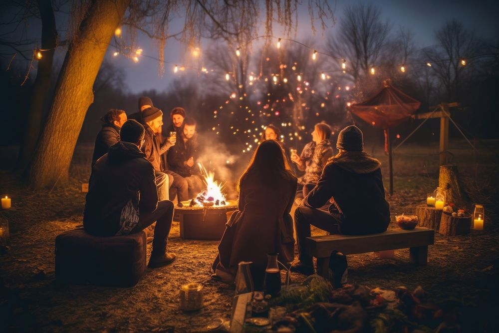 Celebration bonfire adult togetherness. AI generated Image by rawpixel.