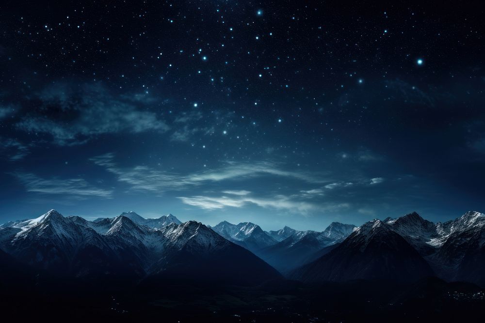 Mountain night landscape panoramic. AI generated Image by rawpixel.