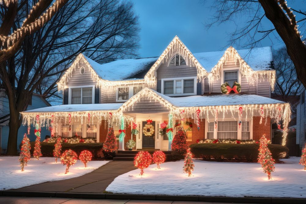 Suburban house christmas architecture decoration. AI generated Image by rawpixel.