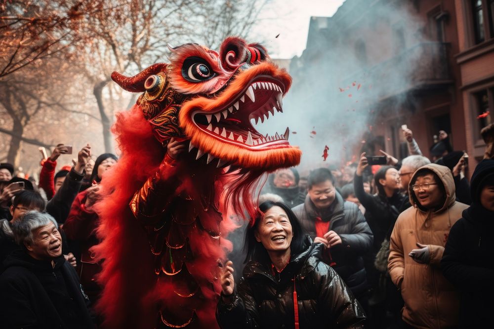 Dragon costume festival street adult. AI generated Image by rawpixel.