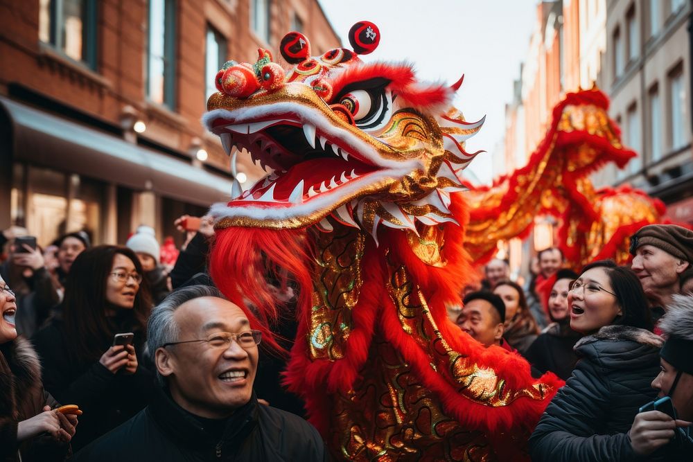 Dragon costume festival street adult. AI generated Image by rawpixel.