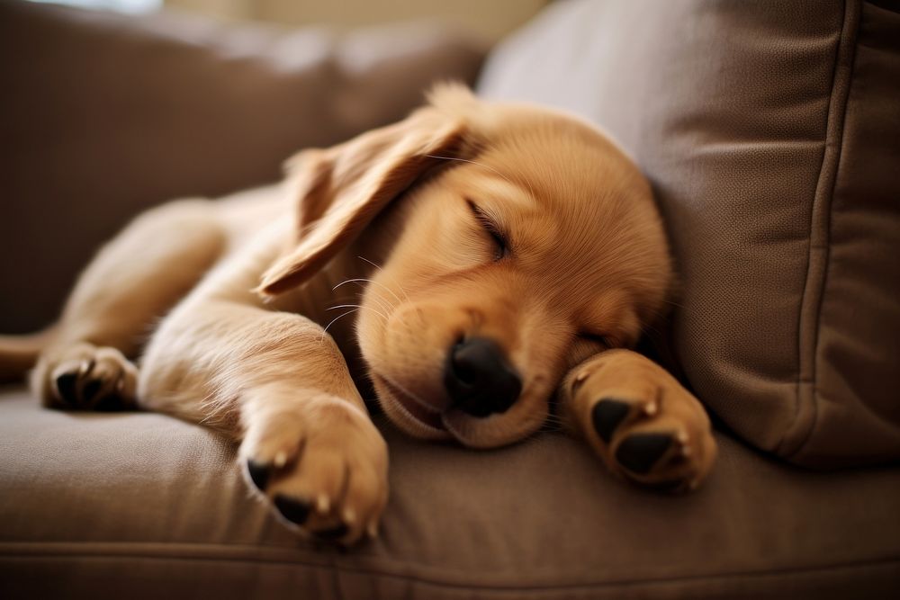Sleeping puppy furniture animal. AI generated Image by rawpixel.