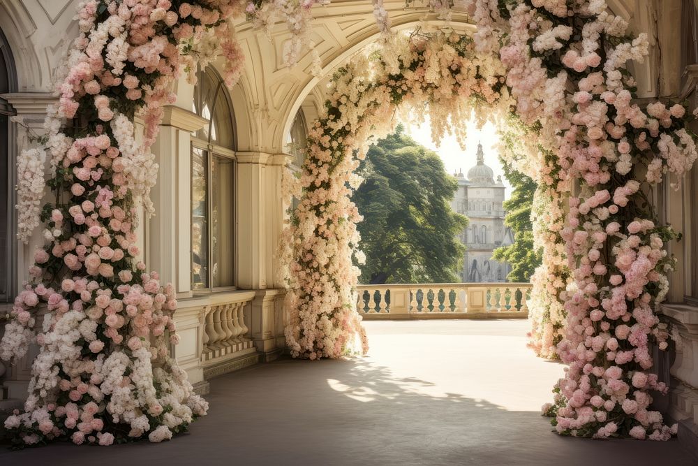 Beautiful archway architecture outdoors flower. 