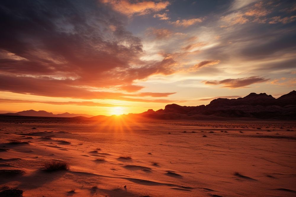 Landscape outdoors horizon sunset. AI generated Image by rawpixel.